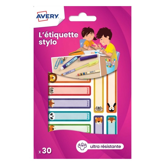 30 étiquettes stylos autocollantes motifs animaux RESMI30A