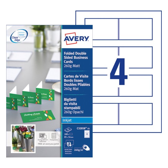 Cartes de visite double C32058-25 Contenu: 100 Cartes / 25 Feuilles