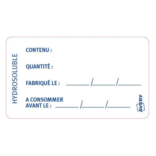 150 étiquettes solubles pour la traçabilité alimentaire ETISOLUB 70 x 40 mm