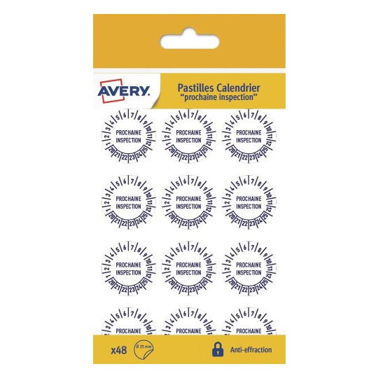 Pastilles "Prochaine Inspection" antieffraction VAL25NP