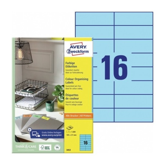 Etiquettes couleur 3453 Contenu: 1.600 Etiquettes / 100 Feuilles