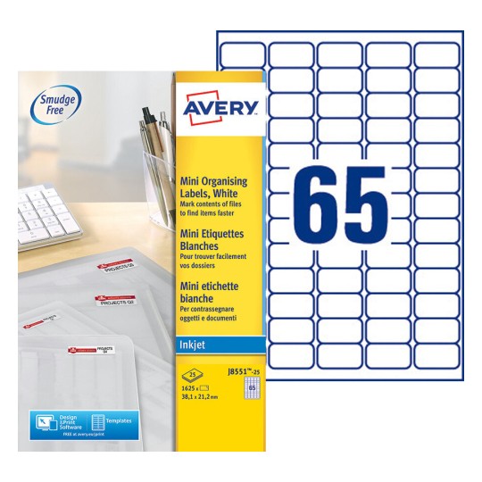 Etiquette mini J8551-25 Contenu: 1.625 Etiquettes / 25 Feuilles