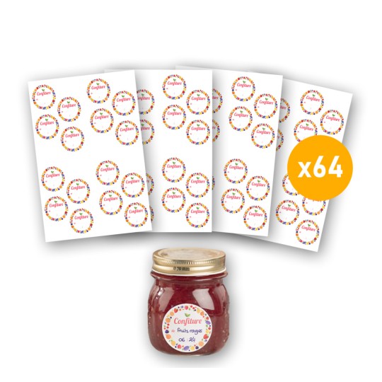 64 étiquettes confiture modèle couronne de fruit CONF64G