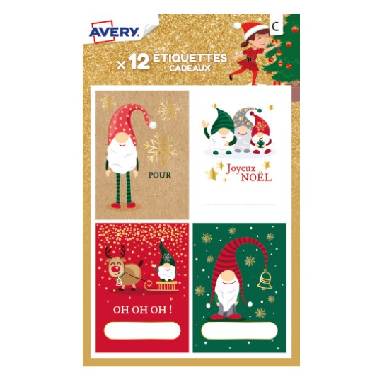 12 étiquettes cadeaux de Noël, lutins NGIFT02
