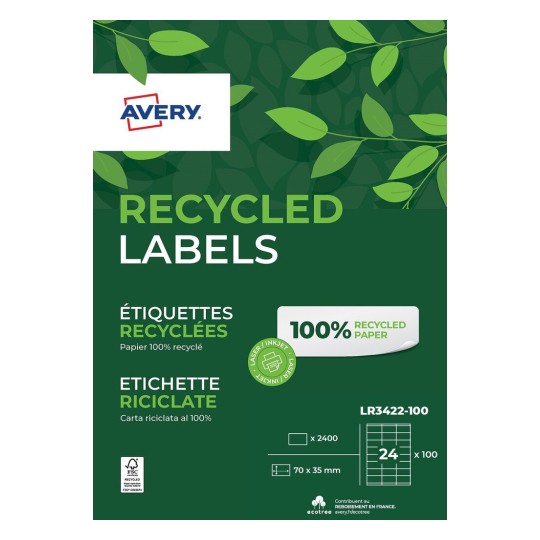 2400 étiquettes 100% recyclées LR3422-100
