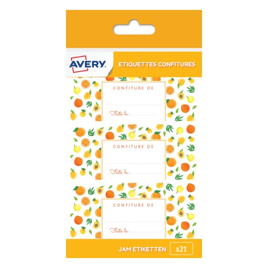 21 étiquettes confiture modèle fruits jaunes CONF21J