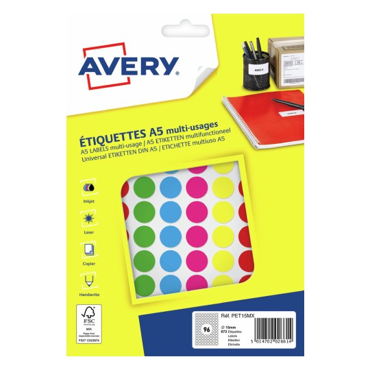 Pastilles en étuis A5 PET15MX