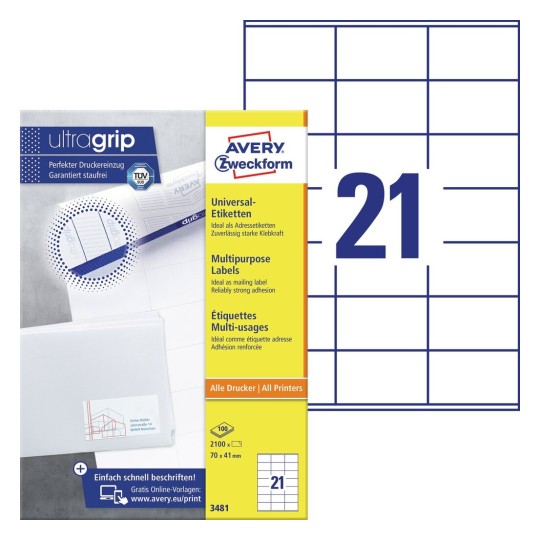 Etiquettes multi-usages 3481 Contenu: 2.100 Etiquettes / 100 Feuilles