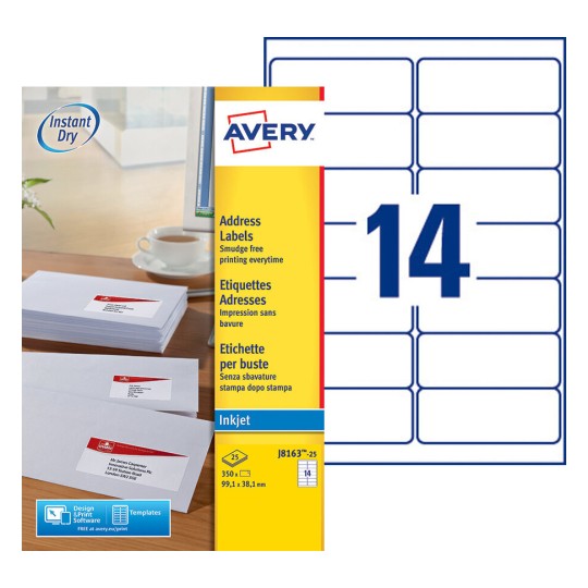Etiquette adresse J8163-25 Contenu: 350 Etiquettes / 25 Feuilles
