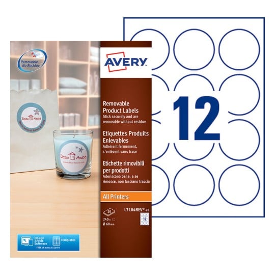 Etiquette produit L7104REV-20 Contenu: 240 Etiquettes / 20 Feuilles