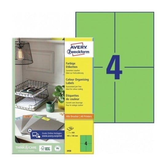 Etiquettes couleur 3458 Contenu: 400 Etiquettes / 100 Feuilles