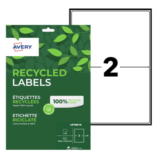Pochette de 30 étiquettes 100% recyclées LR7168-15 Contenu: 30 Etiquettes / 15 Feuille