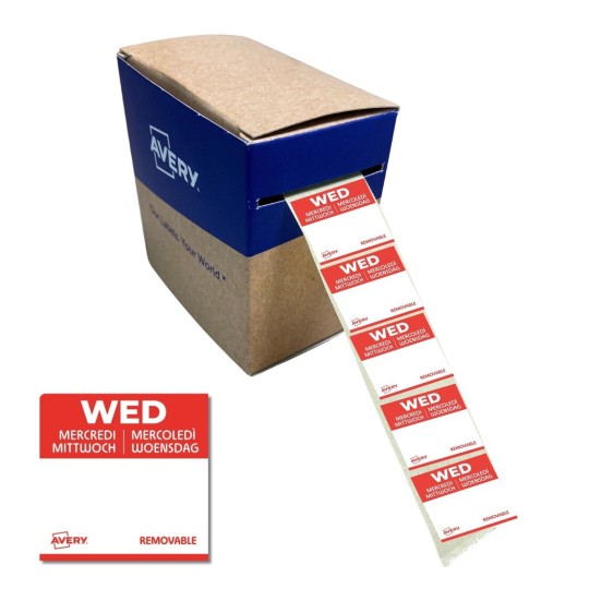 Rouleau de 1000 Etiquettes "MERCREDI" - 25x25mm - Amovibles  DLSWEDREV-1000