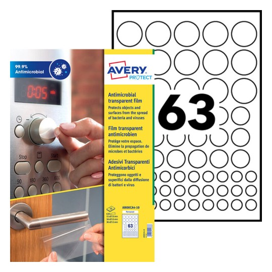 Stickers Ronds Antimicrobien AM00CA4-10 Contenu: 630 Sticker / 10 Feuille