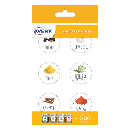 Avery - Étiquette de pot à épices - conteneur de stockage des