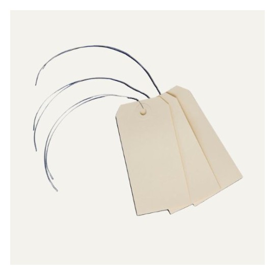 1000 étiquettes américaines 60x120 mm couleur crème + fils de fer 75-410