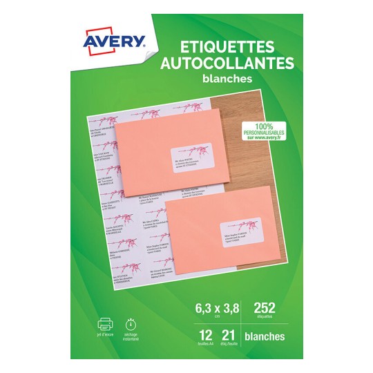 252 étiquettes adresses blanches J8160-12