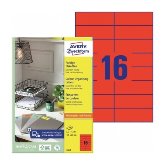 Etiquettes couleur 3452 Contenu: 1.600 Etiquettes / 100 Feuilles