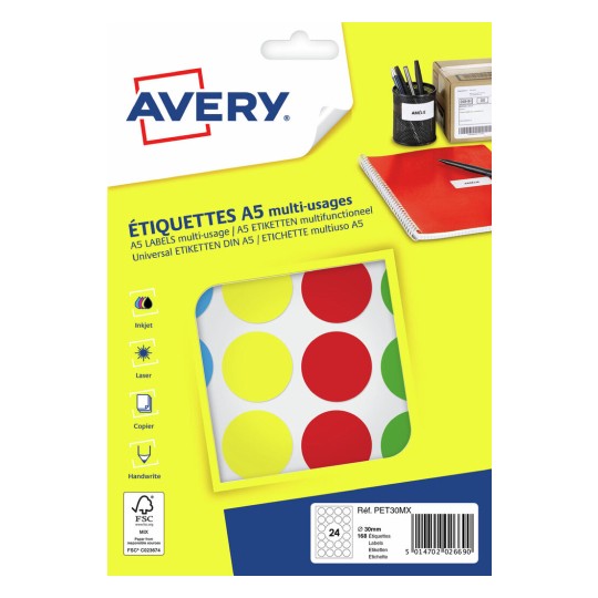 168 pastilles en étuis A5 PET30MX