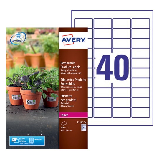 Etiquette produit L7125-8 Contenu: 320 Etiquettes / 8 Feuilles