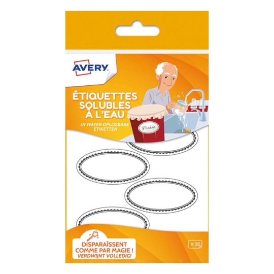 36 étiquettes bocaux ovales solubles à l'eau SOLUB36
