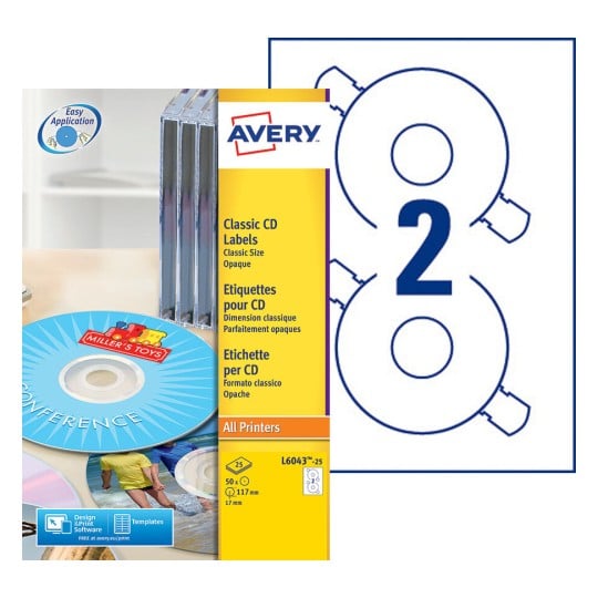 Etiquette CD L6043-25 Contenu: 50 Etiquettes / 25 Feuilles