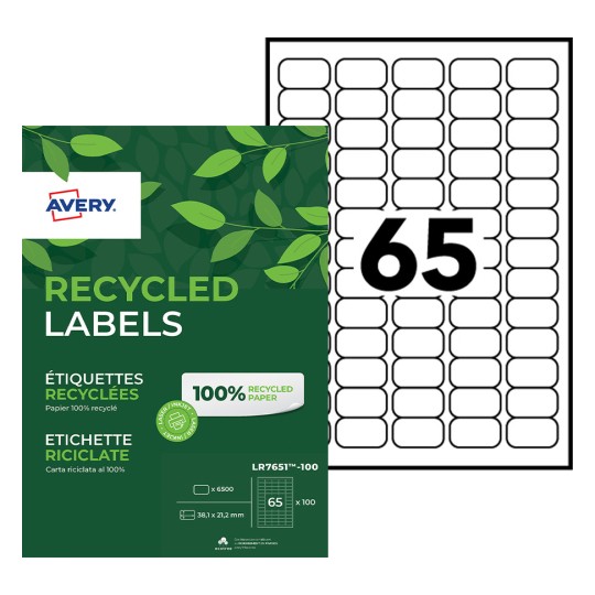 Planche étiquettes autocollantes sur feuille A4 : 38,1 x 21,2 mm (65  étiquettes)