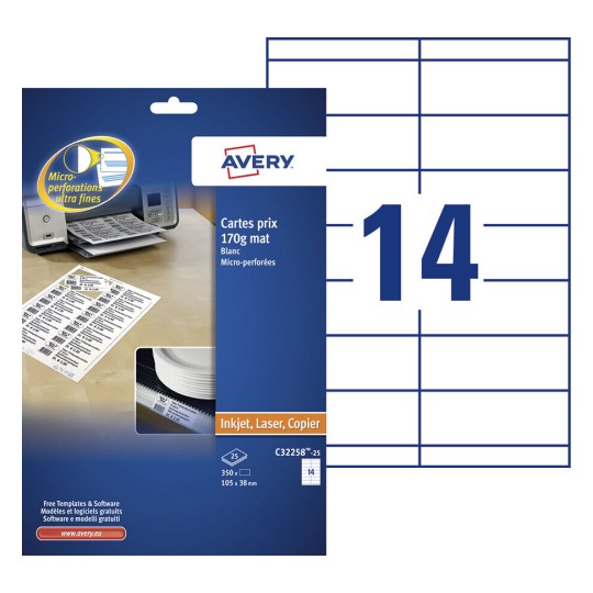 Etiquettes de prix C32258-25 Contenu: 350 Etiquettes / 25 Feuilles