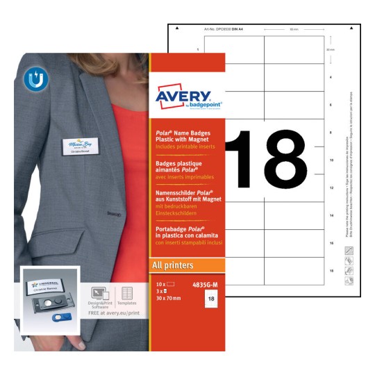 Badges à aimant Polar® 4835G-M Contenu: 10 Badges / 3 Feuilles