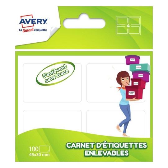 Carnet d'étiquettes décollables (30 x 45 mm) CAEN100