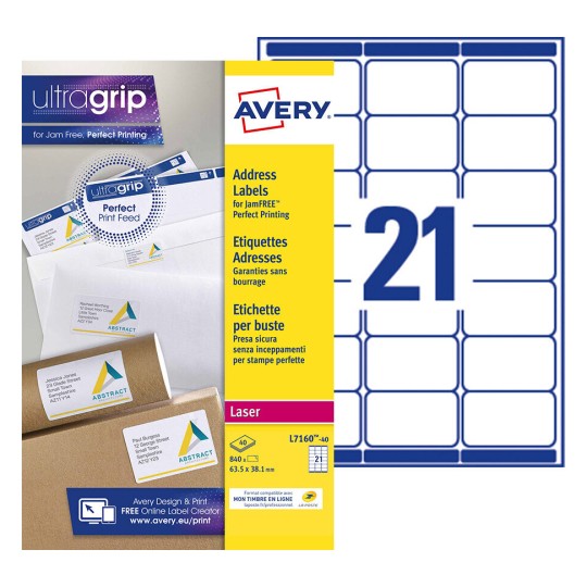 Etiquette adresse L7160-40 Contenu: 840 Etiquettes / 40 Feuilles