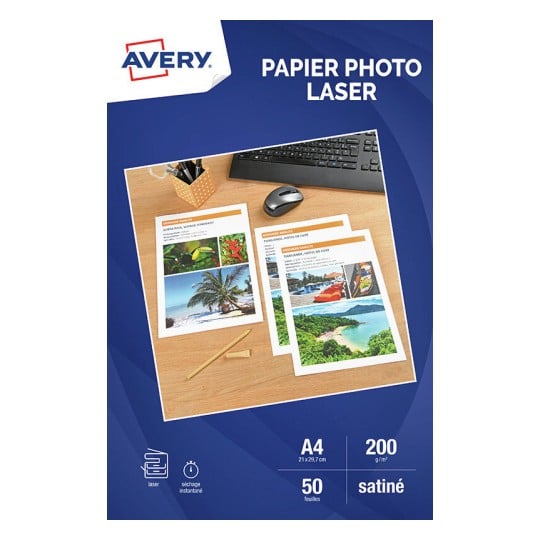 Papier photo AVERY 50 Feuilles papier photo brillant laser
