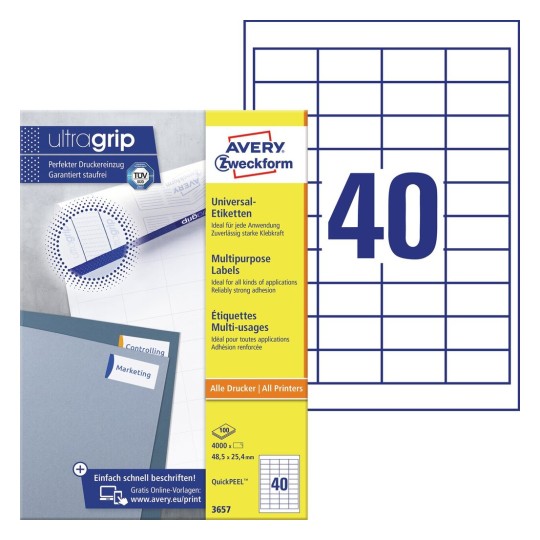 Etiquettes multi-usages 3657 Contenu: 4.000 Etiquettes / 100 Feuilles