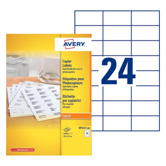 Etiquettes copieurs DP247-100 Contenu: 2.400 Etiquettes / 100 Feuilles