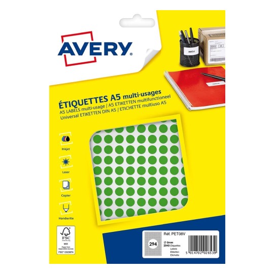 2940 pastilles en étuis A5 PET08V