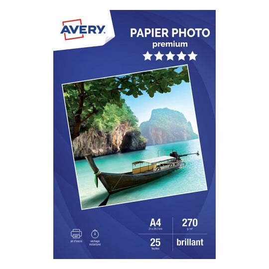 25 feuilles de papier photo brillant premium (270 g/m²) en format A4, 2739-25