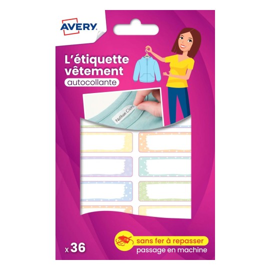 36 étiquettes vêtements autocollantes motifs pastel ETVET36M