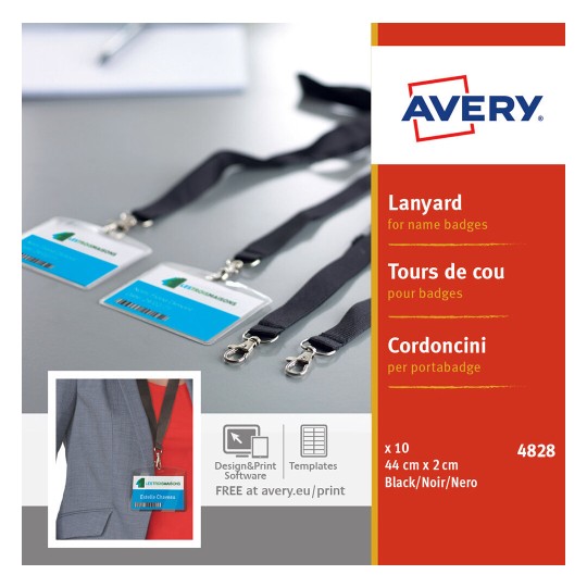 Cordon tour de cou avec enrouleur - ZIPCORD® (le lot de 100) - 143-7100