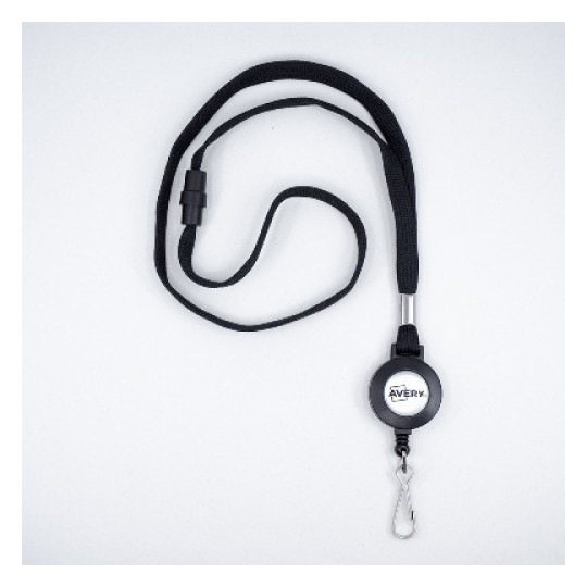 Porte badge tour de cou professionnel - Cordon noir avec mousqueton