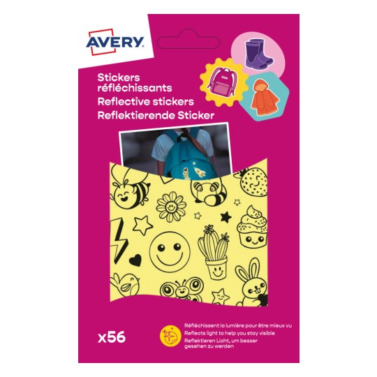 56 stickers réfléchissants - thème smiley REF56S