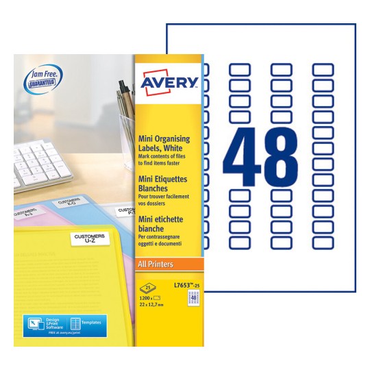 Etiquette mini L7653-25 Contenu: 1.200 Etiquettes / 25 Feuilles