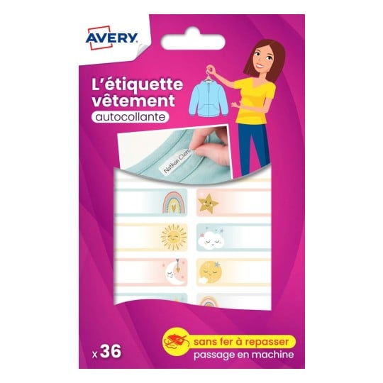 36 étiquettes vêtements autocollantes motifs ciel ETVET36C