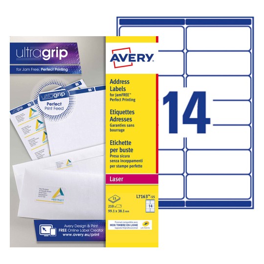 Etiquette adresse L7163-15 Contenu: 210 Etiquettes / 15 Feuille