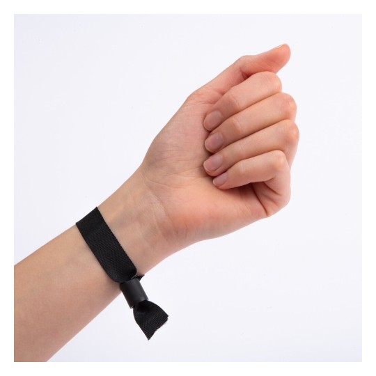 100 bracelets en tissu noir avec bague de serrage en plastique inviolable FABBK-100