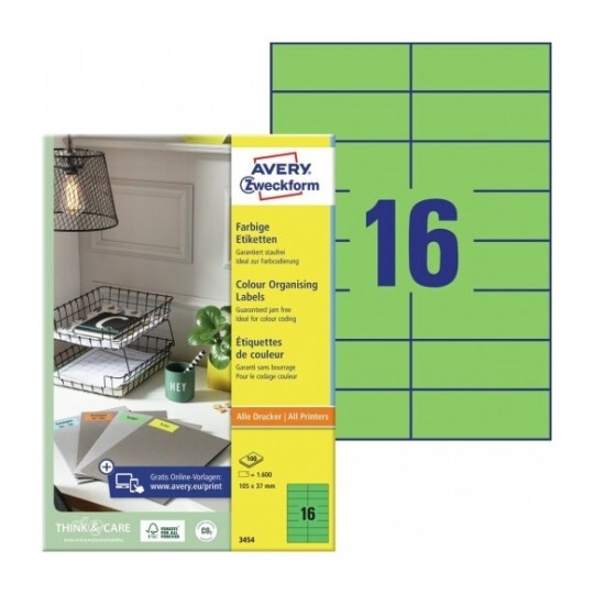 Etiquettes couleur 3454 Contenu: 1.600 Etiquettes / 100 Feuilles