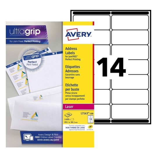 Etiquette adresse L7163-100 Contenu: 1.400 Etiquettes / 100 Feuilles