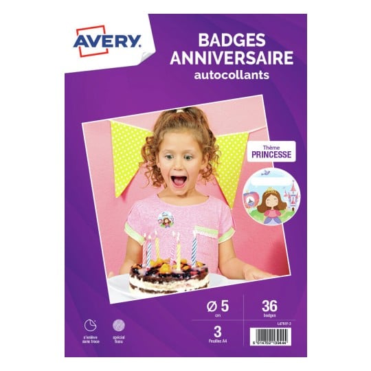 36 badges anniversaire autocollants L4781F-3