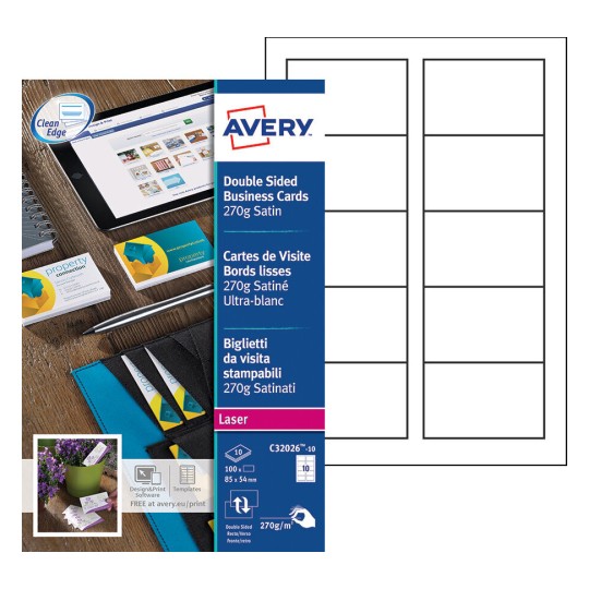 Cartes de visite C32026-10 Contenu: 100 Cartes / 10 Feuilles