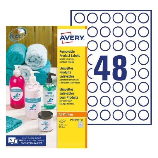 Etiquettes amovibles L4850REV-25 Contenu: 1.200 Etiquettes / 25 Feuille