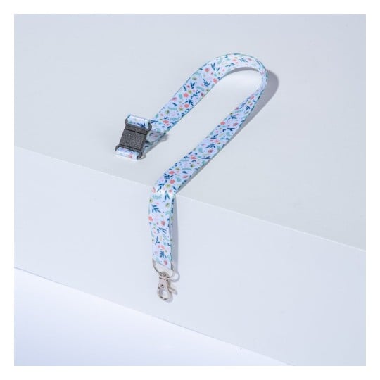 10 tours de cou recyclés motif floral avec mousqueton R4828F
